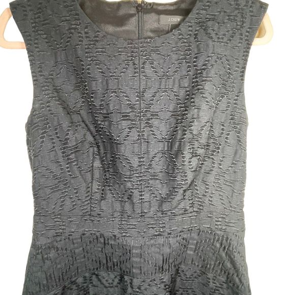 J Crew Dress 4 Textured Eyelet‎ Jacquard Dress Black C9228 Fit And Flare Career - Picture 4 of 16